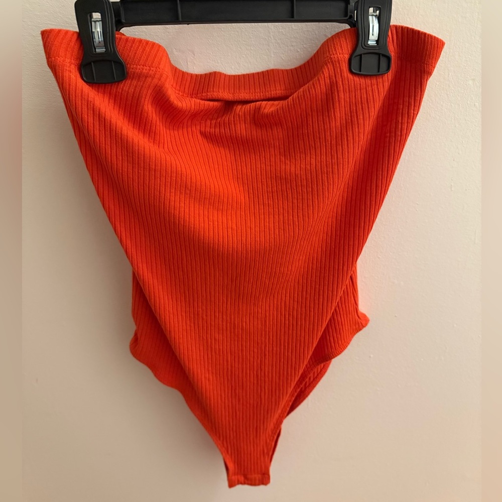 Vibrant Orange Strapless Bodysuit